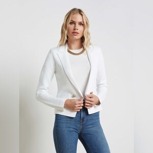 NWT L'AGENCE Sofia Knit Blazer White Ivory Double Breasted Medium